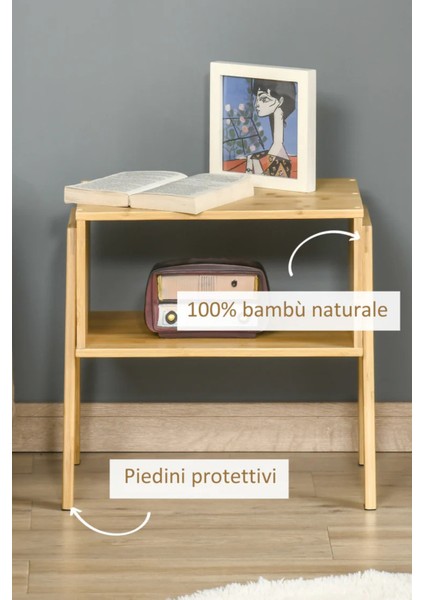 Dekoratif Bambu 2 Katlı Raflı Yan Sehpa Ve Komodin Sehpa 43x42x32,5 Cm fırsatları