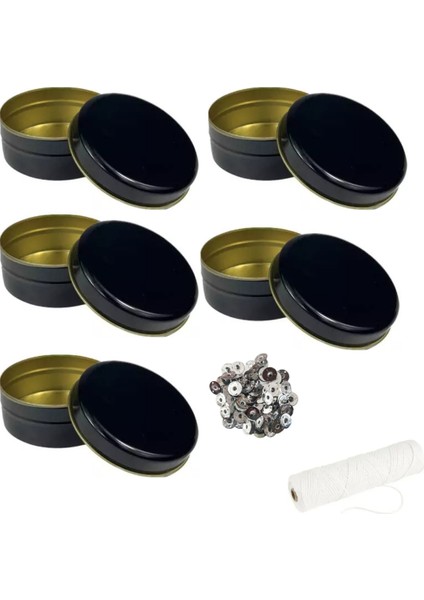 Yılbaşı Mum Yapım Seti Mum Eritme Kabı 1000 ml Karıştırma Kaşığı Fitil Tutacağı Mum Kabı 5li Siyah modelleri