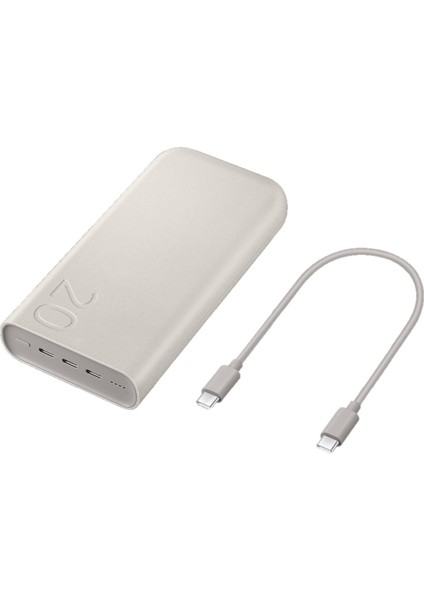 20000 Mah 45 Watt Powerbank, Hızlı Şarj, Pd 3.0, 3 Çıkışlı, Kablo Dahil, Bej, 2024 Model