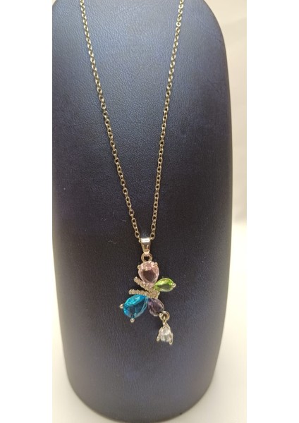 316LRENKLİ Taşlı Serçe Kadın Çelik Kolye modelleri