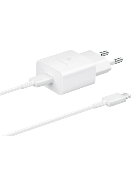 15 Watt USB Type-C Hızlı Şarj Adaptörü, Veri Kablolu Şarj Cihazı, Beyaz