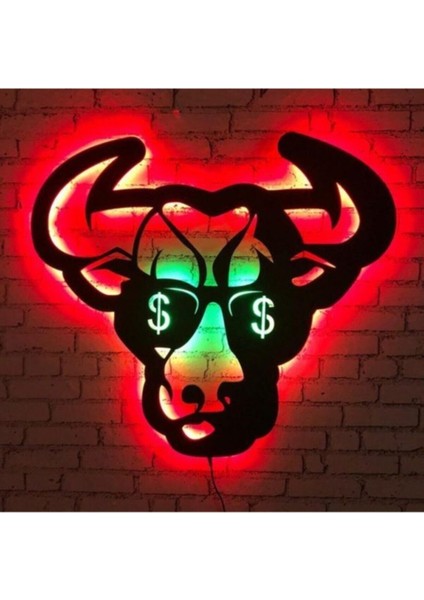 Boğa LED Işıklı Duvar Tablosu