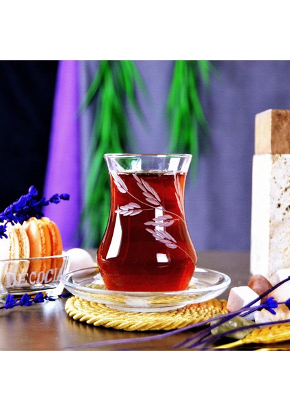 Afro 12 Kişilik 24 Parça Çay Seti 170cc Sürgün Desenli