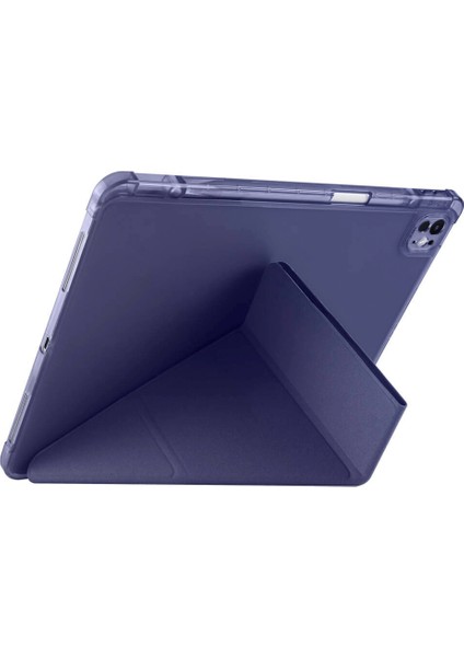 iPad Pro 13 2024 Uyumlu Kalem Bölmeli Akıllı Uyku Modlu Trifolding A2925 / A2926 Tablet Kılıfı