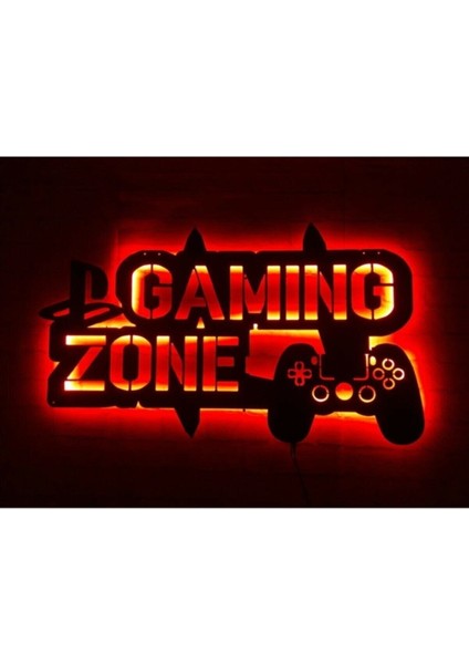 Gamıng Zone Rgb LED Işıklı Ahşap Mdf Dekoratif Tablo
