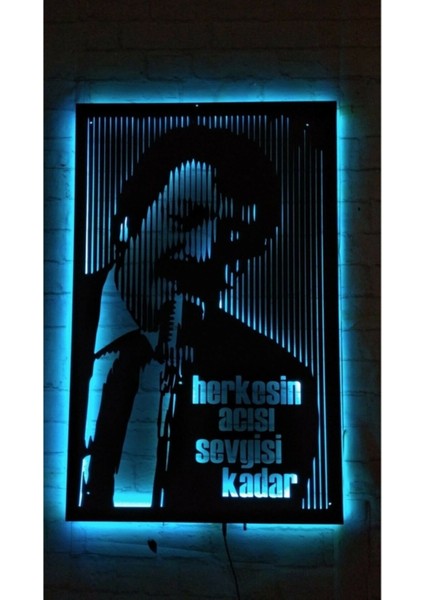 Rgb Kumandalı Müslüm Gürses LED Işıklı Ahşap Mdf Dekoratif Tablo