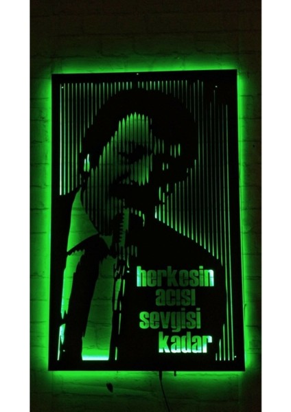 Rgb Kumandalı Müslüm Gürses LED Işıklı Ahşap Mdf Dekoratif Tablo