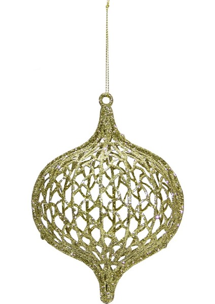 Yılbaşı Süsü Topaç Model Altın Simli Gold 12 cm