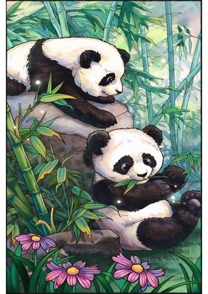 Hayvan Pandalar Desenli Dokuma Taban ve Dekoratif Halı MIRAVIP413 fiyatları