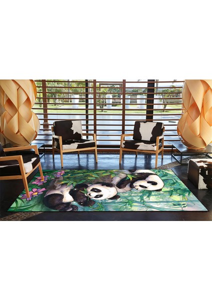 Hayvan Pandalar Desenli Dokuma Taban ve Dekoratif Halı MIRAVIP413 modelleri