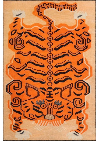 Turuncu Temalı ve Hayvan Desenli Dekoratif Halı MIRAVIP440 fiyatları