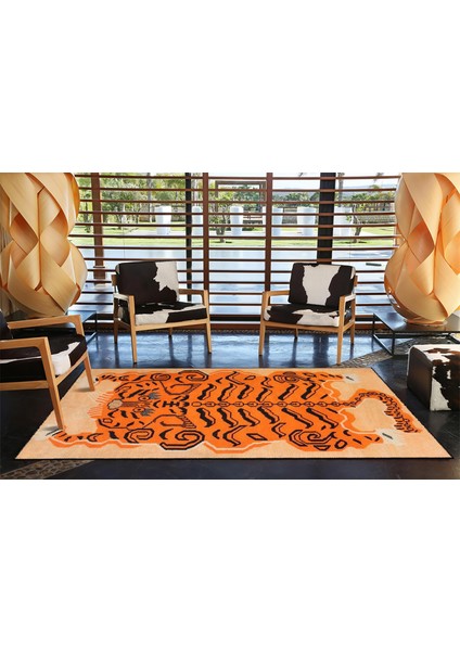 Turuncu Temalı ve Hayvan Desenli Dekoratif Halı MIRAVIP440 modelleri
