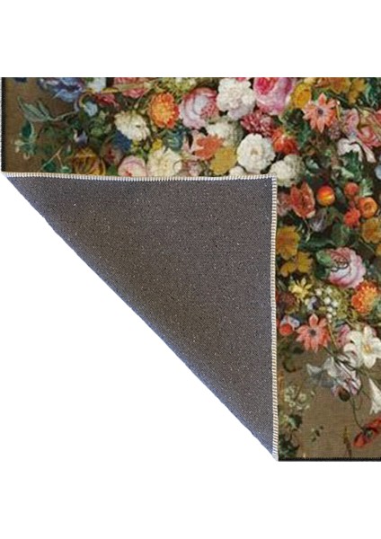 Karışık Renkli Çiçekli Desenli Dekoratif Halı MIRAVIP356