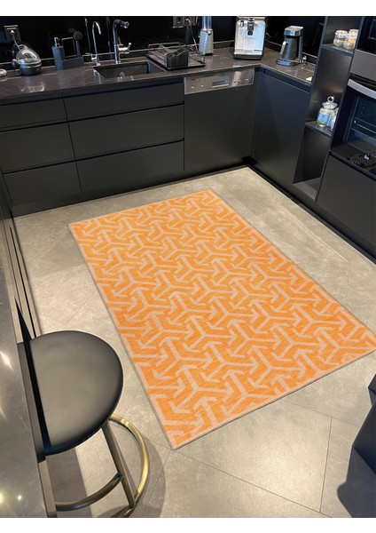 Sarı Geometrik Desenli Dokuma Taban Halı MIRAVIP311
