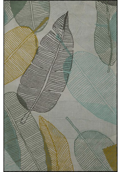 Yeşil ve Gri Renkli Yapraklı Desenli Dokuma Taban Halı MIRAVIP313 fiyatları