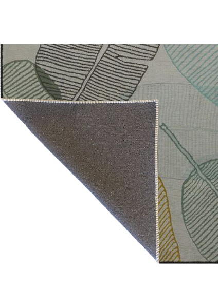 Yeşil ve Gri Renkli Yapraklı Desenli Dokuma Taban Halı MIRAVIP313 fırsatları