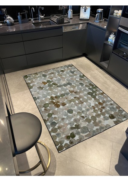 Gri Temalı ve Daire Desenli Dekoratif Halı MIRAVIP444
