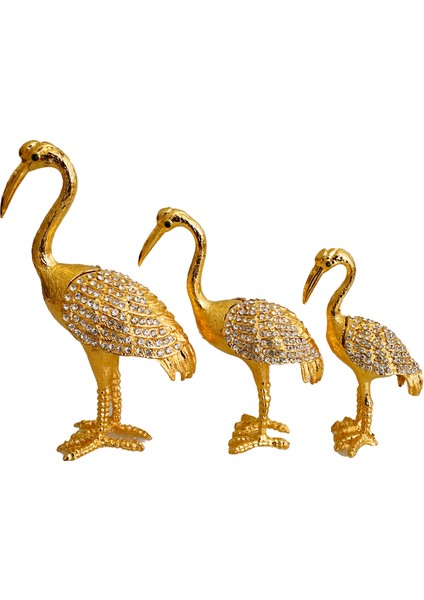 "Kristal Taş Işlemeli Metal Flamingo Ailesi - Şık Ve Dekoratif Ürün" fiyatları