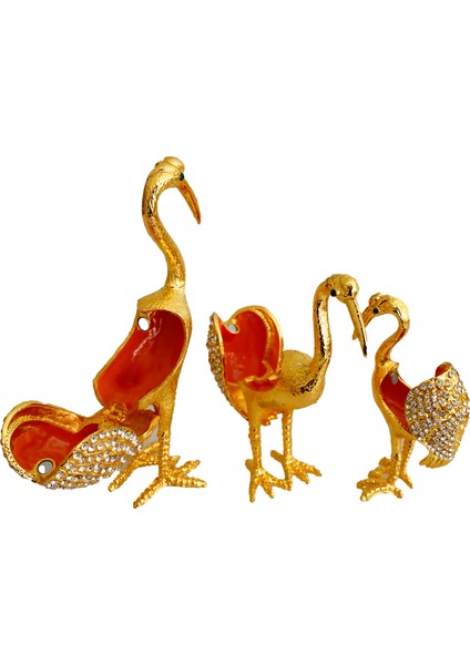 "Kristal Taş Işlemeli Metal Flamingo Ailesi - Şık Ve Dekoratif Ürün" fırsatları