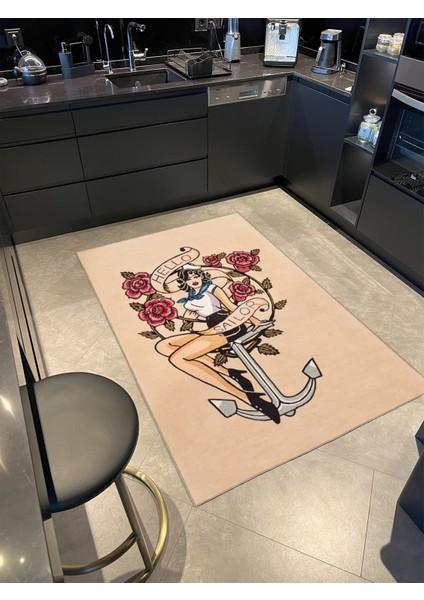 Karışık Renkli Kadın Desenli Modern Dekoratif Halı MIRAVIP474