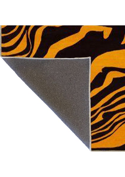 Turuncu Siyah Çizgili Dalgalı Desenli Modern Dekoratif Halı MIRAVIP479 fırsatları