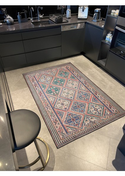 Karışık Renkli Baklava Desenli Dekoratif Halı MIRAVIP351