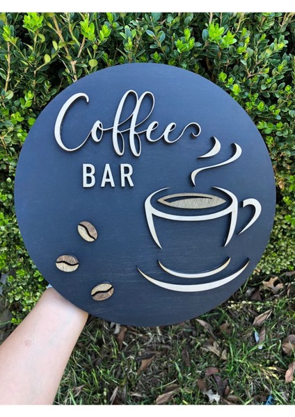 Tekno Trust Siyah Ahşap Coffee Bar Duvar Süsü Yazısı Mutfak Cafe Için Duvar Dekoru 15x15