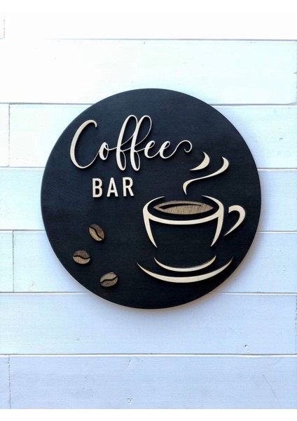 Tekno Trust Siyah Ahşap Coffee Bar Duvar Süsü Yazısı Mutfak Cafe Için Duvar Dekoru 15x15