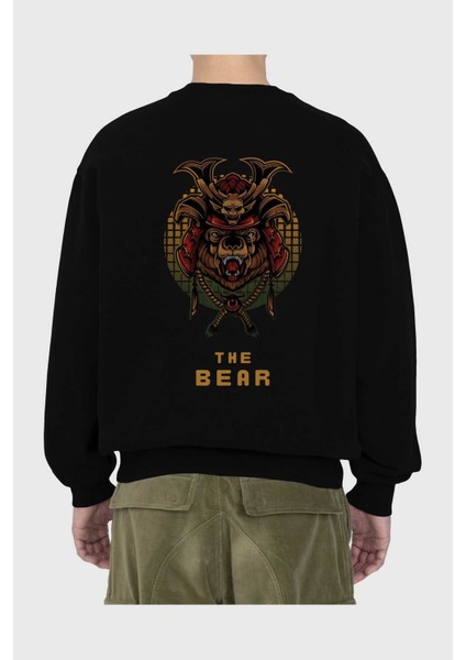 The Bear 2 Arka Baskılı Siyah Oversize Sweatshirt Erkek Kadın Bisiklet Yaka fiyatları