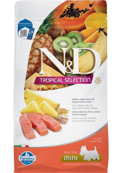 Nd Tropical Selection Köpek 1,5kg Mini Adult Somonlu Tropikal Meyveli Küçük Irk Yetişkin Köpek Maması