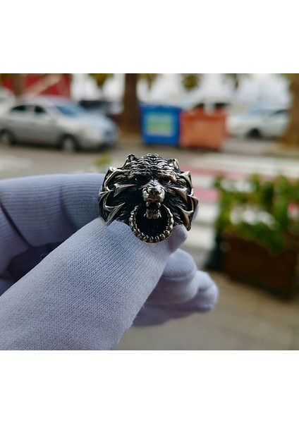 925 Ayar Gümüş Kurt Erkek Yüzük modelleri