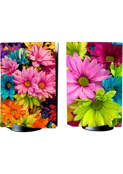 Renkli Papatyalar Playstation 5 Standart Kasa Dijital Versiyon Full Sticker Kaplama Seti