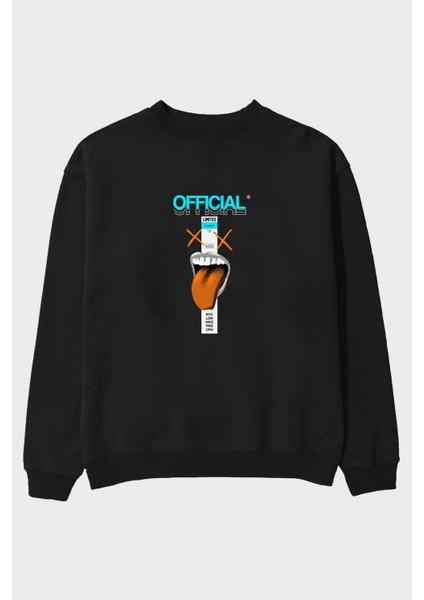 Official Loser Ön Baskılı Siyah Oversize Sweatshirt Erkek Kadın Bisiklet Yaka