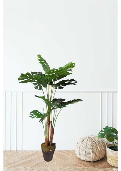 Yapay Ağaç Monstera 11 Yapraklı, 3 Gövdeli, 160 cm, Yeşil, Çiçek Türü: Ağaç