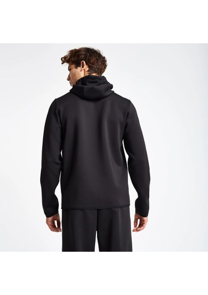 24N-1138 Fermuarlı Kapşonlu Üst Sıyah Sweatshırt