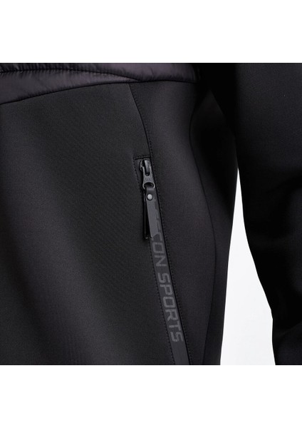 24N-1138 Fermuarlı Kapşonlu Üst Sıyah Sweatshırt
