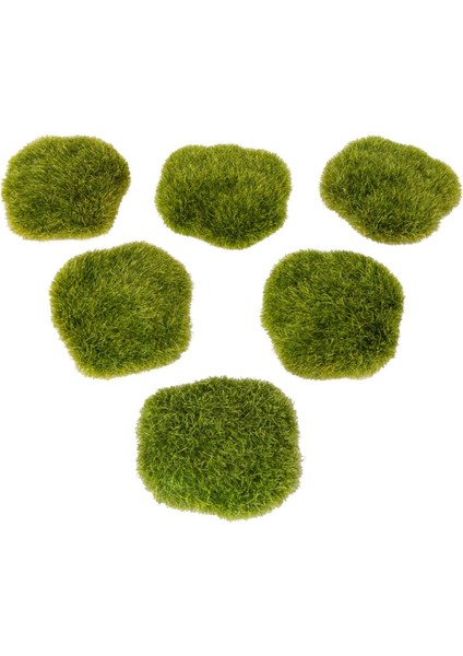 Yapay Bitki Yeşil Yosun Taş 6'lı Paket, Renk: Yeşil, Yükseklik: 0-10 cm, Tek Dal Çiçek