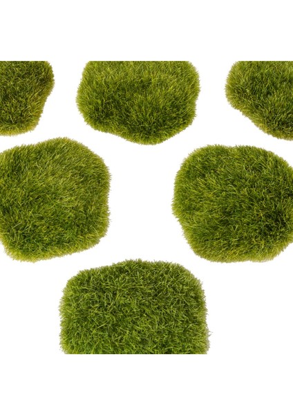 Yapay Bitki Yeşil Yosun Taş 6'lı Paket, Renk: Yeşil, Yükseklik: 0-10 cm, Tek Dal Çiçek fiyatları