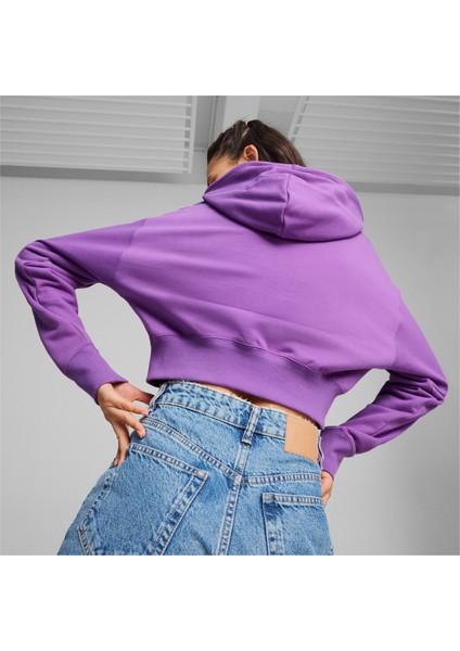 Team Kadın Cropped Kapüşonlu Sweatshırt