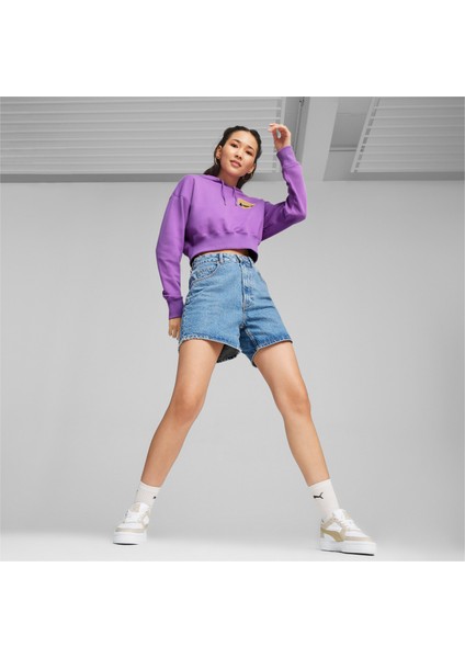 Team Kadın Cropped Kapüşonlu Sweatshırt
