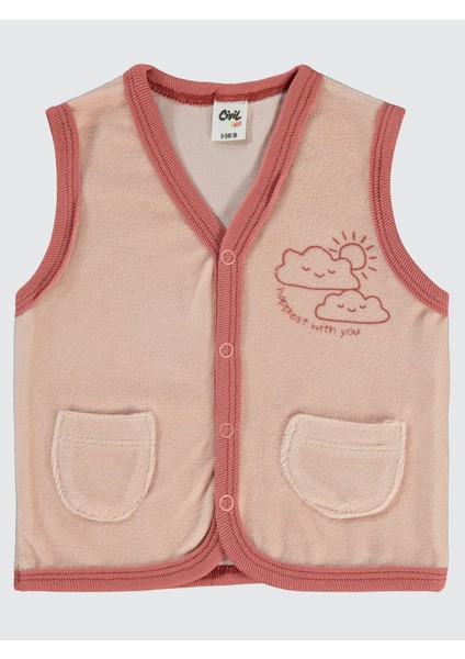 Kız Bebek Yelek 6-18 Ay Pudra