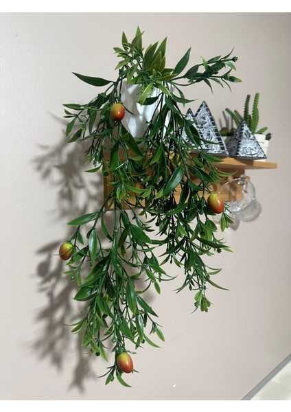 Elmas yapay çiçek, siyah saksıda, zeytin dalı, yeşil renk, tek dal, şık dekorasyon.