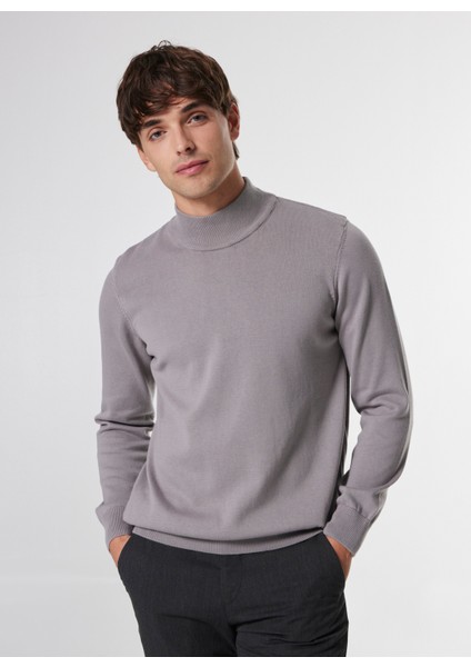 Yarım Balıkçı Yaka Basic Düz Gri Erkek Kazak MML4WM-KZK9512 fiyatları