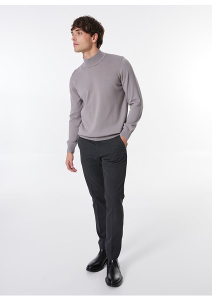 Yarım Balıkçı Yaka Basic Düz Gri Erkek Kazak MML4WM-KZK9512 modelleri