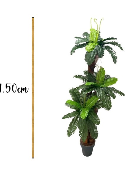 150 cm Yeşil Dallı 3D Yapay Ağaç Palmiye Areka, Yükseklik 126-150 cm