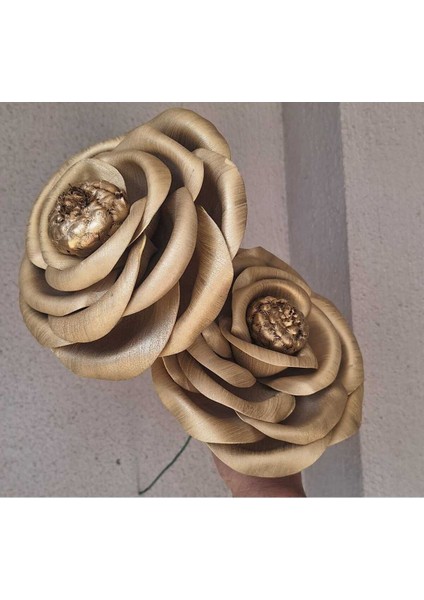 Tekno Trust Lateks 2 Adet Gold Rengi Gül Eva (Yapay Çiçek)