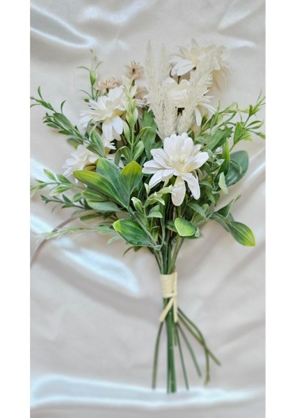 Krem Yapay Papatya Buketi, Bej Renk, 30 cm, 11-30 cm Yükseklik, Demet Çiçek