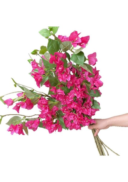 Tekno Trust Yapay Çiçek 3dal Begonvil Çiçeği Fuşya 80cm Tek Dal Bodrum Çiçeği Sarkan Çiçek
