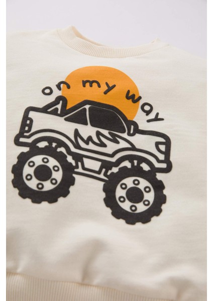 Erkek Bebek 2'li Takım Araç Baskılı Sweatshirt Beli Lastikli Eşofman Altı D7654A524WN modelleri