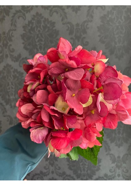 Yumuşak Dokulu Ortanca ve Gül Demeti, Pembe, 31-45 cm, Şık ve Canlı Çiçekler